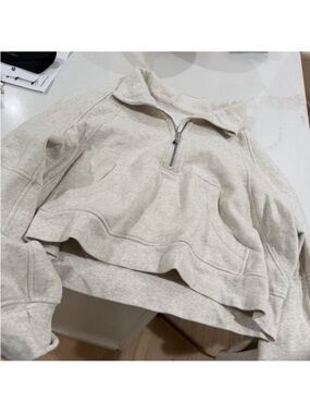 lululemon athletica Cropped Half-Zip Pullover - Oatmeal Heather  M/L